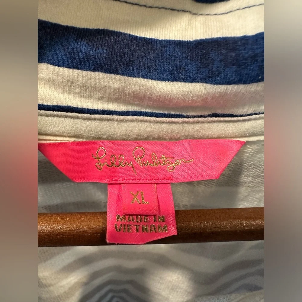 Lily Pulitzer Navy Striped Blue Coral Captains Dress- size XL - Picture 3 of 6